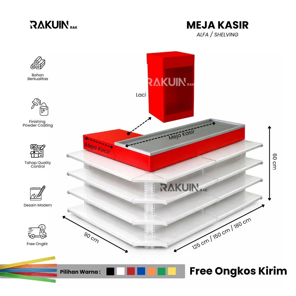 Meja Kasir Shelving / Meja Kasir Alfa / Untuk Minimarket dan Supermarket - Rakuin Rak