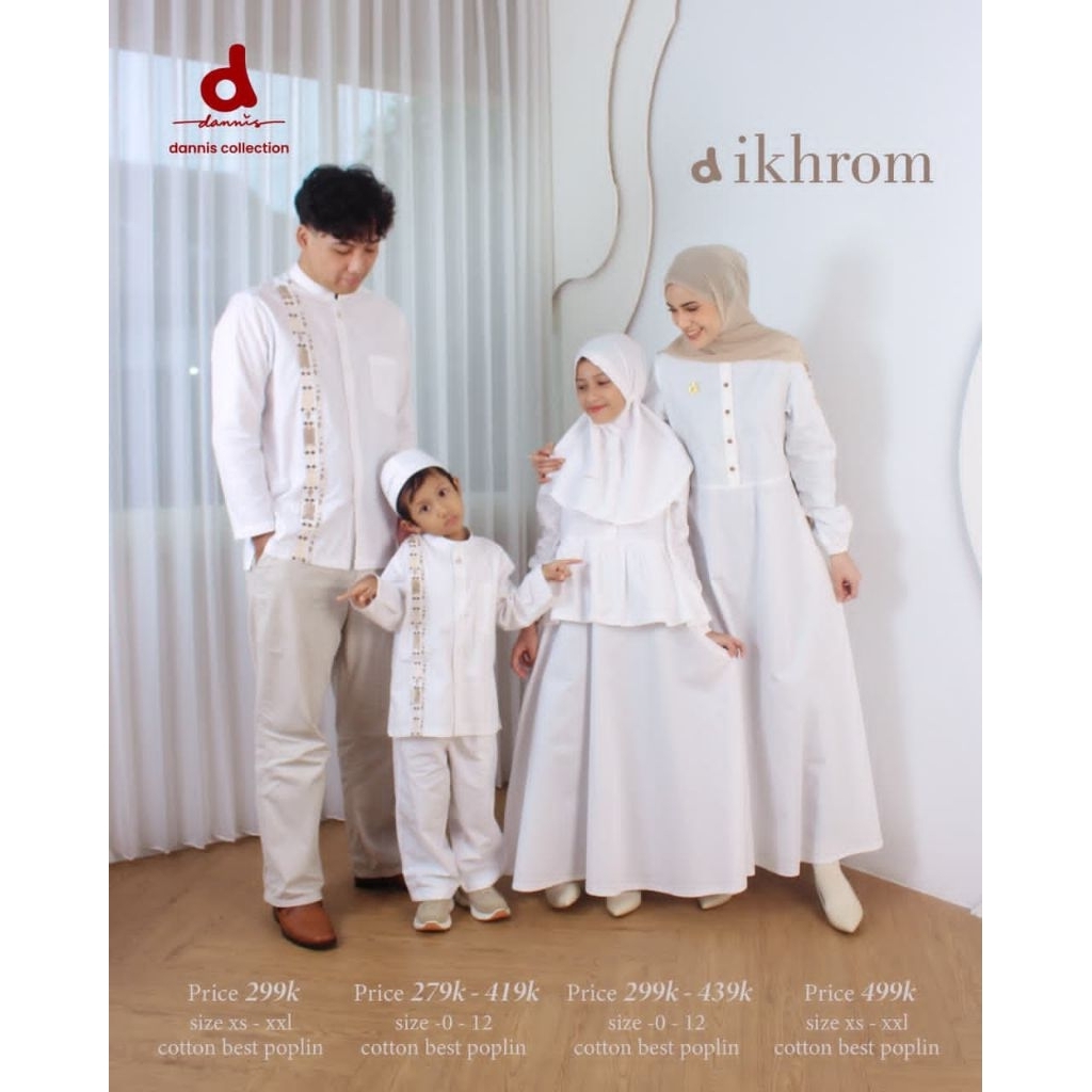 New Arrival Dannis D ikhrom new family set gamis koko setelan anak putih