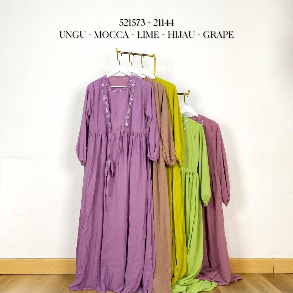 521573 - 21144 LONG MAXI DRESS PEARL TALI IKAT DEPAN LONG DRESS POLOS BASIC WANITA BAJU GAMIS LEBARA