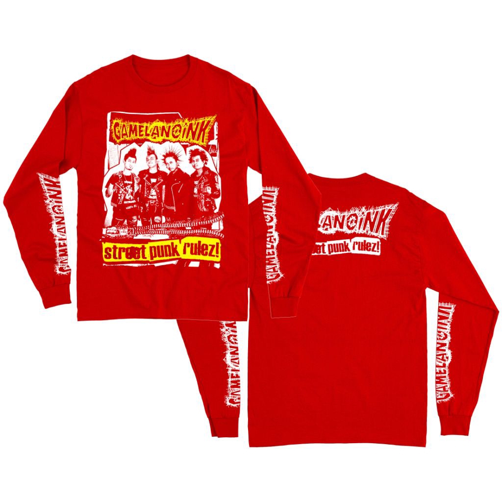 Kaos Band Punk Lengan Panjang Gamelanoink - Street Punk Rulez merah
