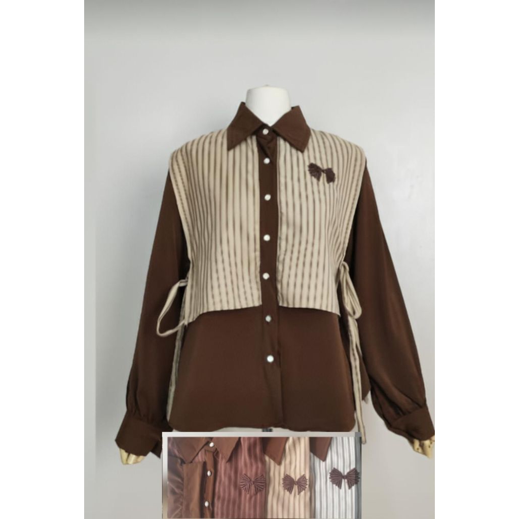 Atasan Vest Motif  salur Import
