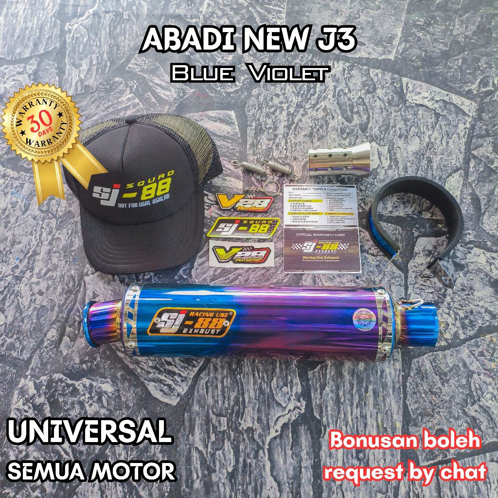 Knalpot SJ88 SILINCER Abadi New J3 Blue Violet Silinser Original SJ-88 Racing Exhaust Slinser Selens