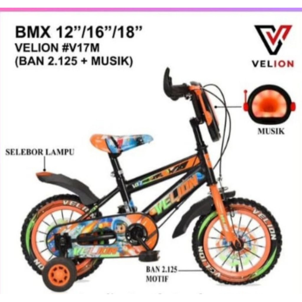 SEPEDA ANAK BMX 12 VELION B12-V17 MUSIK
