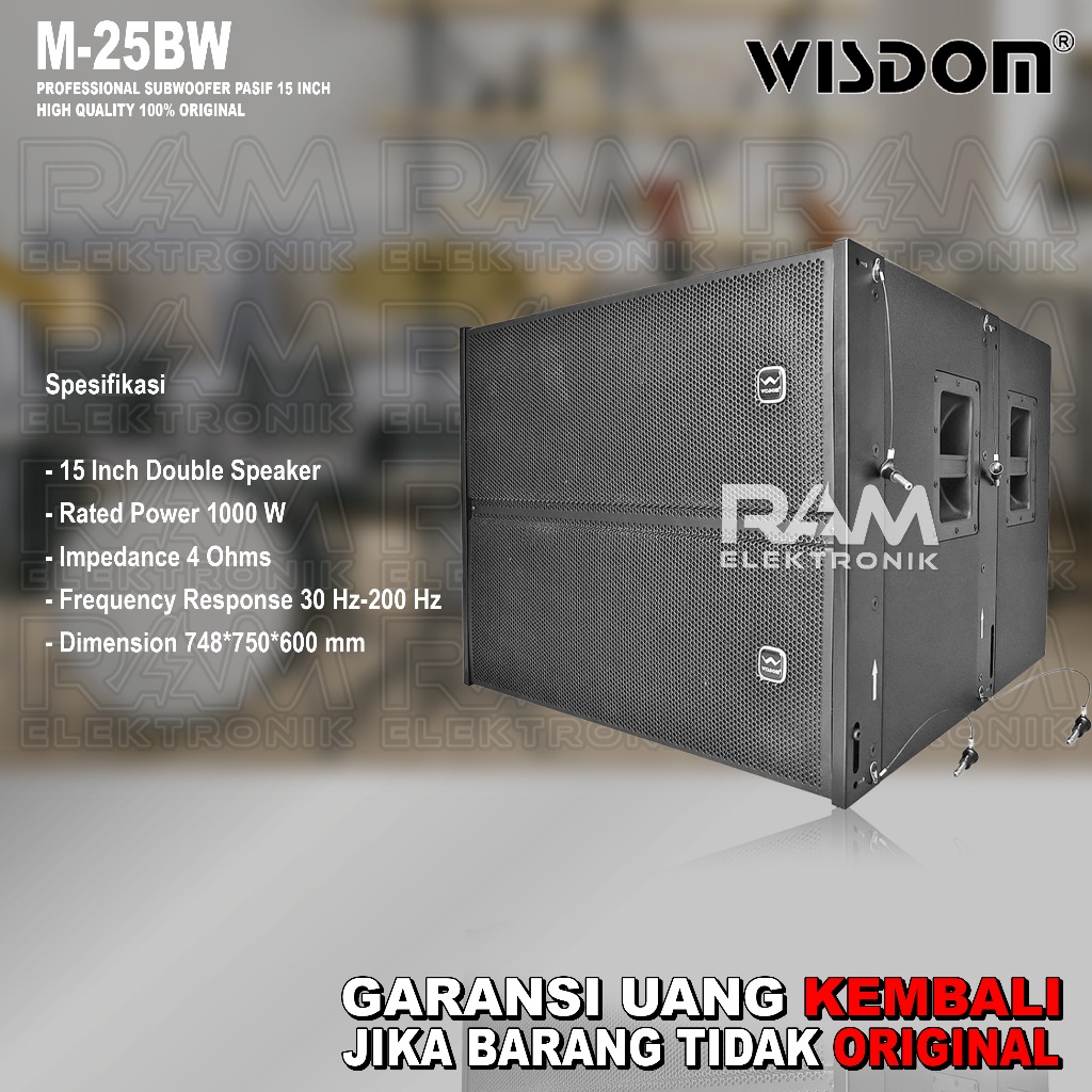 Speaker Pasif 2 x 15 Inch Subwoofer WISDOM M25BW | M 25 BW | M25 BW Original