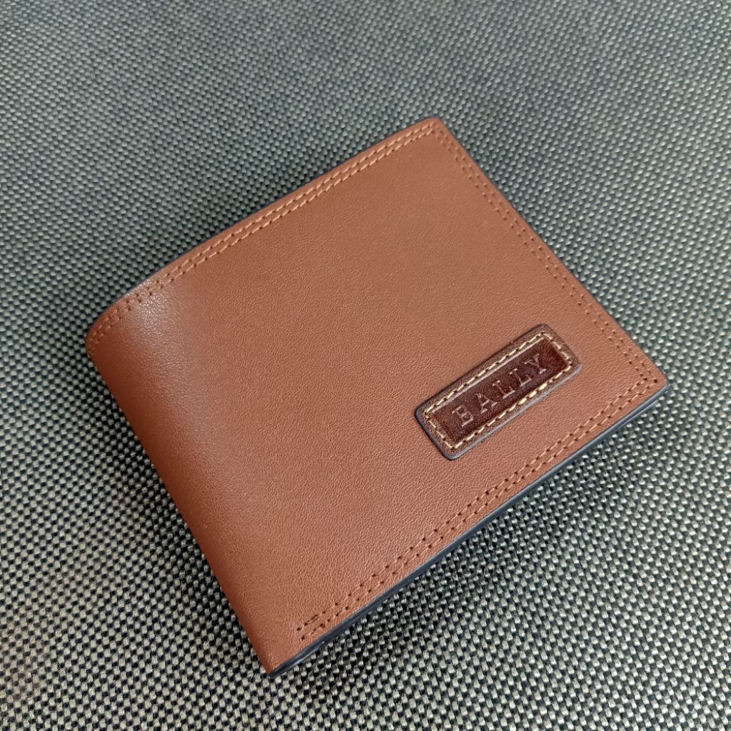 Dompet kulit Bally coklat dompet lipat pria kulit