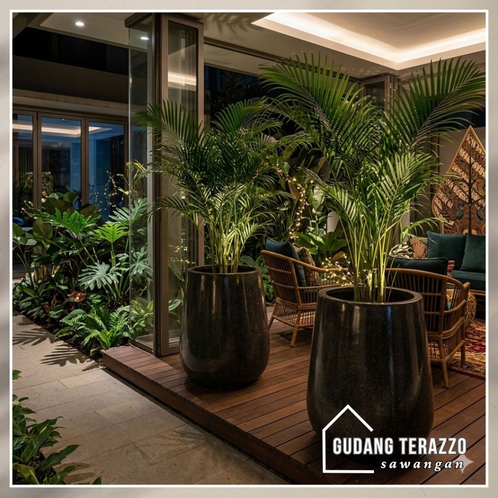 Pot Teraso Outdoor Pot Taman Model Gendang