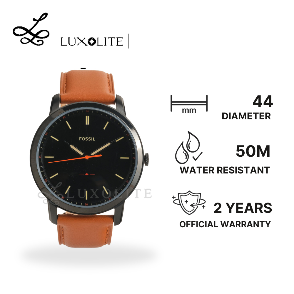 [Luxolite] FOSSIL Jam Tangan Pria Analog FS5305 Minimalist Slim Three-Hand Light Brown Leather Strap