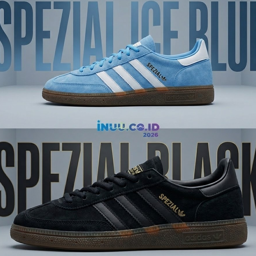 PROMO  SEPATU Adidas Handball Spezial ORIGINAL ICE BLUE DAN BLACK SEPATU ADIDAS SPEZIAL CASUAL TERMU