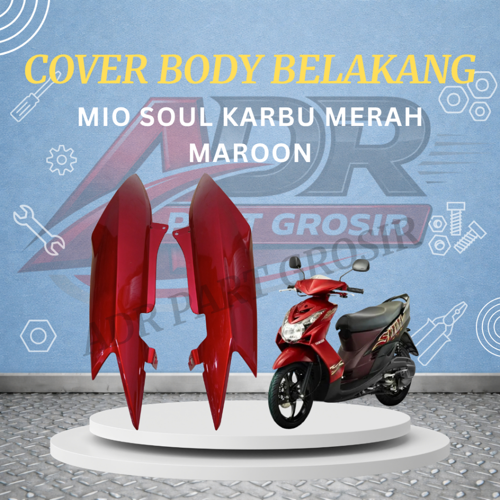 Cover Body Belakang Yamaha Mio Soul Karbu 2008-2012 Bodi Samping Mio Soul Karbu MERAH MAROON Tenshi
