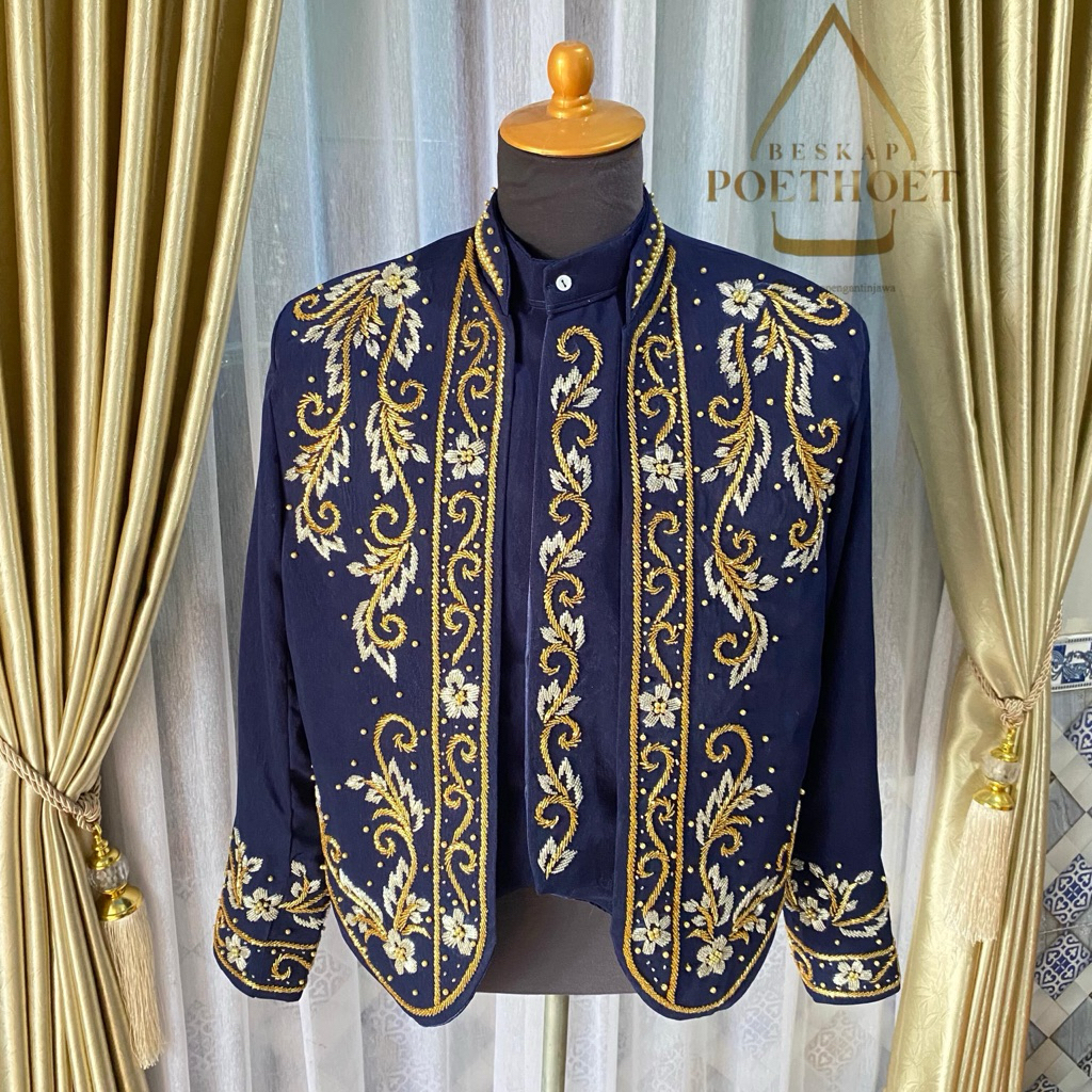 Beskap pengantin pria || beskap navy payet emas || beskap resepsi || beskap jawa || beskap solo jawa