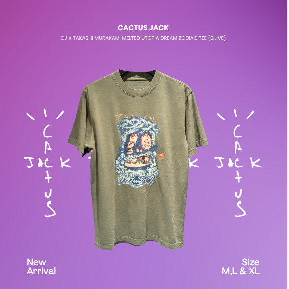 CJ x Takashi Murakami Melted Utopia Dream Zodiac Tee (Olive) (100% Authentic Original Asli)