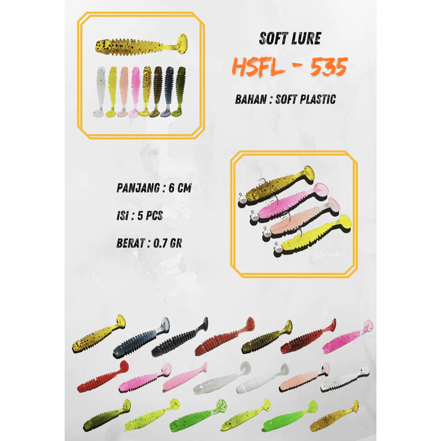 Mini Soft Lure Hemlock, Umpan SoftLure Kecil, (Tidak Dgn Mata Pancing) HSFL-535