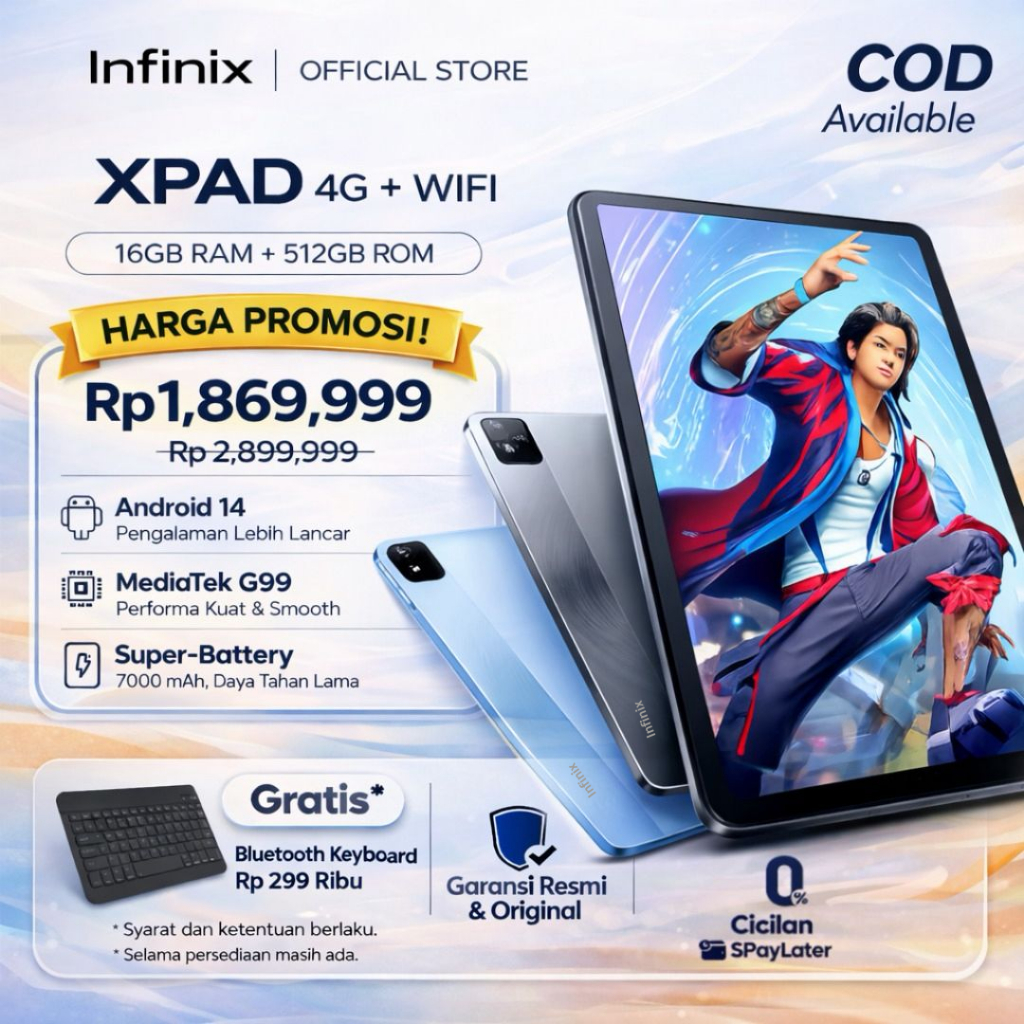 NEW Infinix XPad  16GB RAM + 512GB ROM | Super Cepat & Smooth | Layar Besar | Garansi Resmi