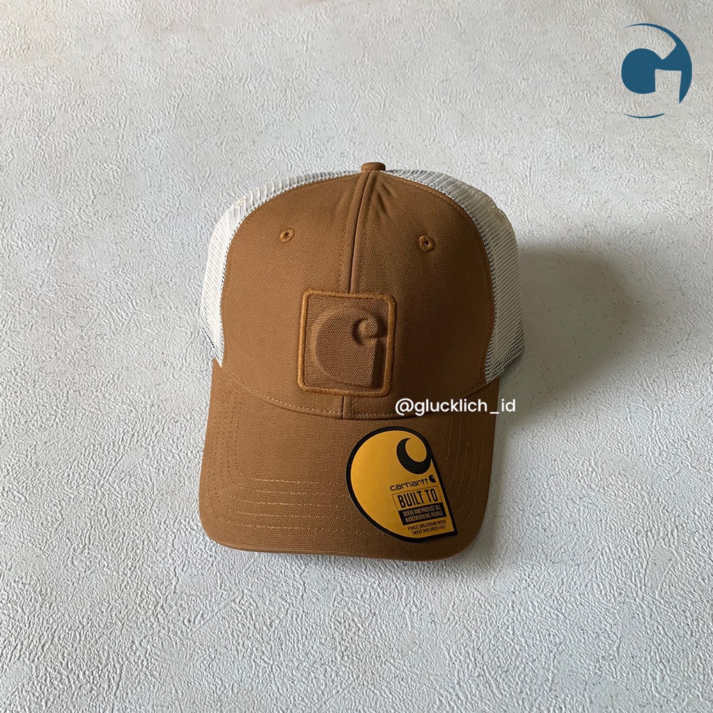 Carhartt, Canvas Logo C Trucker Hat in Brown