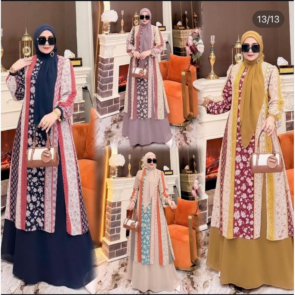 READY*Khadijah set hijab**Gamis ala ala tunik malay,cuttingan seperti one set,masyaAllah.anggun cant