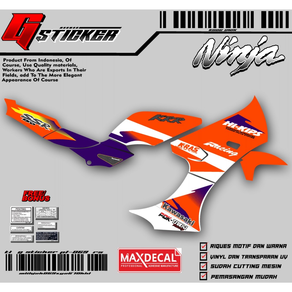 sticker striping NINJA KRR SSR custom transparan laminasi