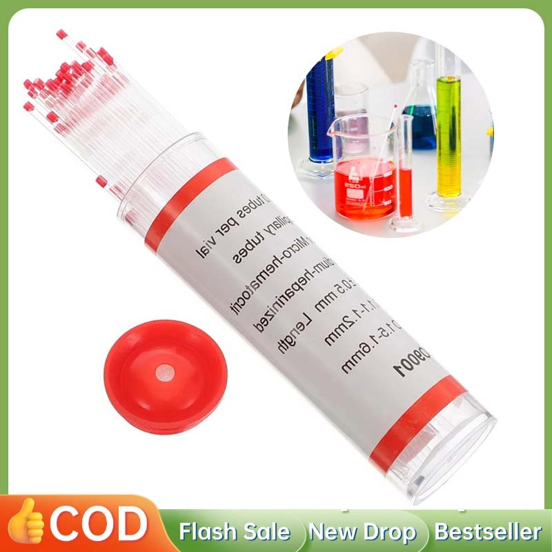 100 Tubes Pipa Kapiler Hematokrit Pipa Kapiler Laboratorium Tabung Kapiler Hematokrit Micro Haematoc