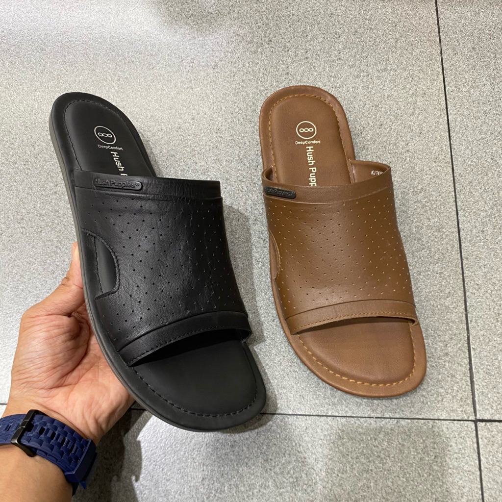 Hush Puppies Plainville vi slide Sandal pria sandal kulit asli pria Hush ini original