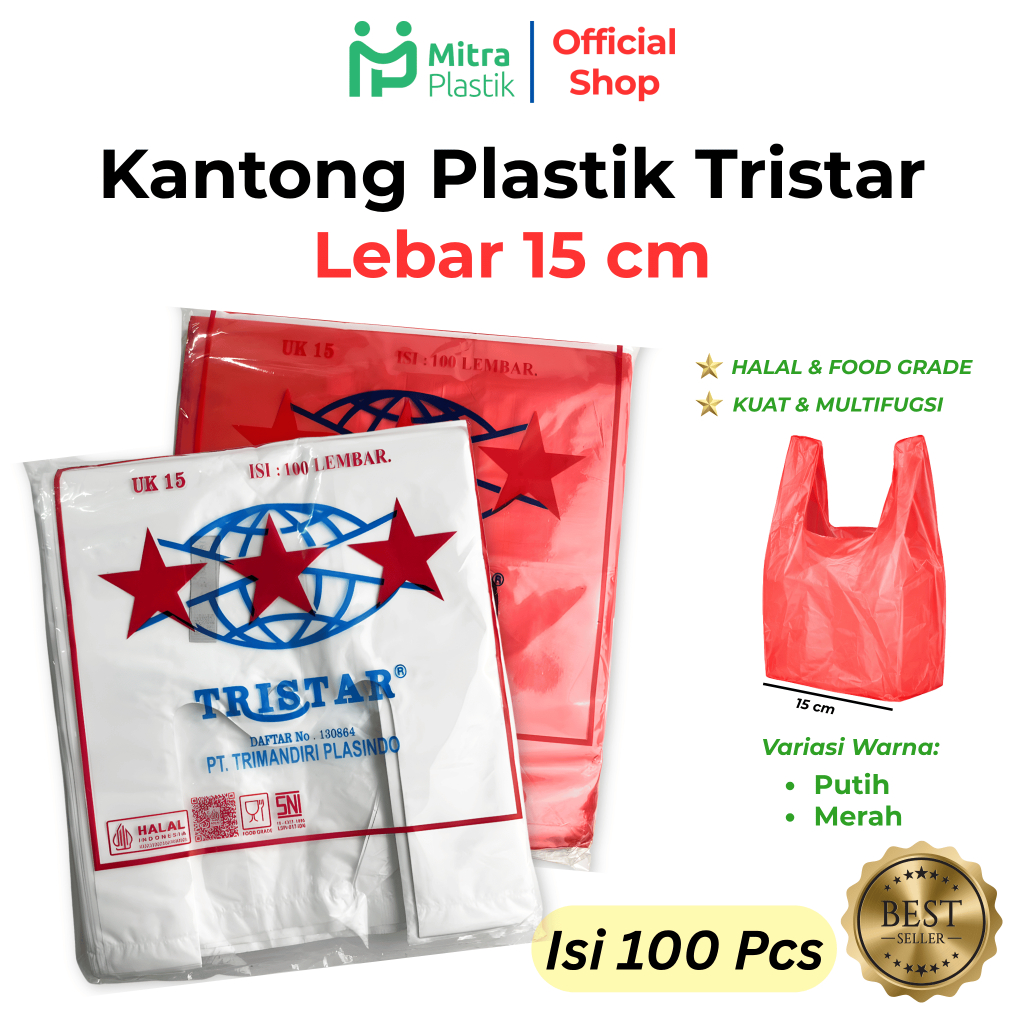 Kantong Plastik Tristar Lebar 15 Kresek Packing 100 pcs