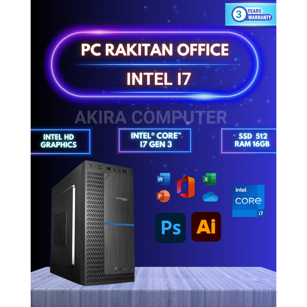 PC RAKITAN i7 GEN 3 | SSD 512GB | RAM 16GB | PC I7 | KOMPUTER I7