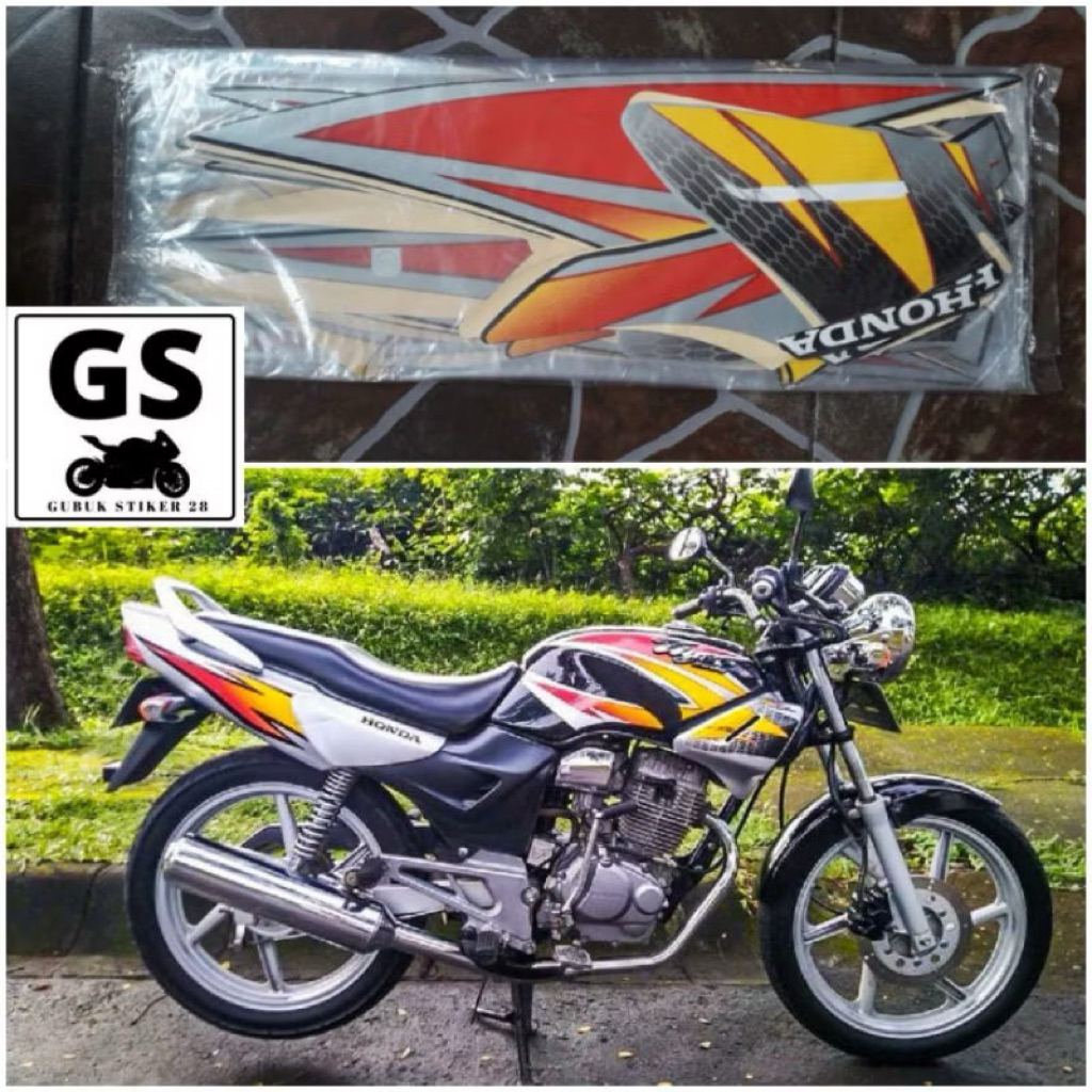 STRIPING STIKER LIS BODY MOTOR HONDA TIGER 2000 TILAS 2002 HITAM SILVER