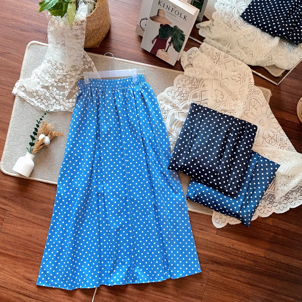Lighter.id - Rok Polka Denim A Line ( Rok Denim , Rok Polka , Rok A Line )