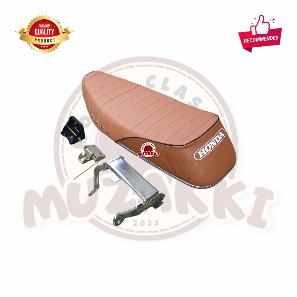 Jok Honda C70 Kulit Coklat Fulset Dudukan Jok, Engsel Jok, Kunci Jok C70