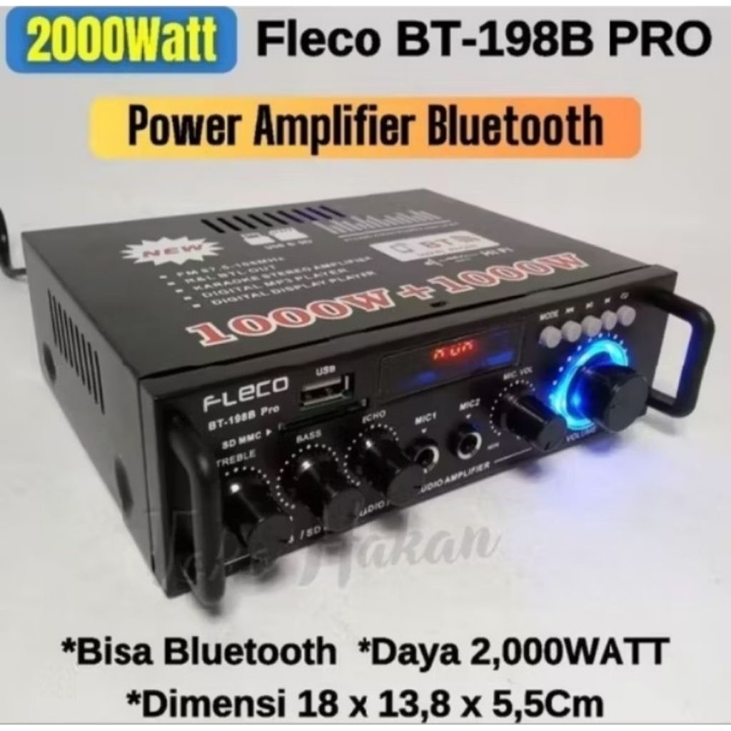 TERBARU 2026 POWER AMPLIFIER SUPER BASS KARAOKE 2000 WATT AMPLIFIER BLUETOOTH FLECO