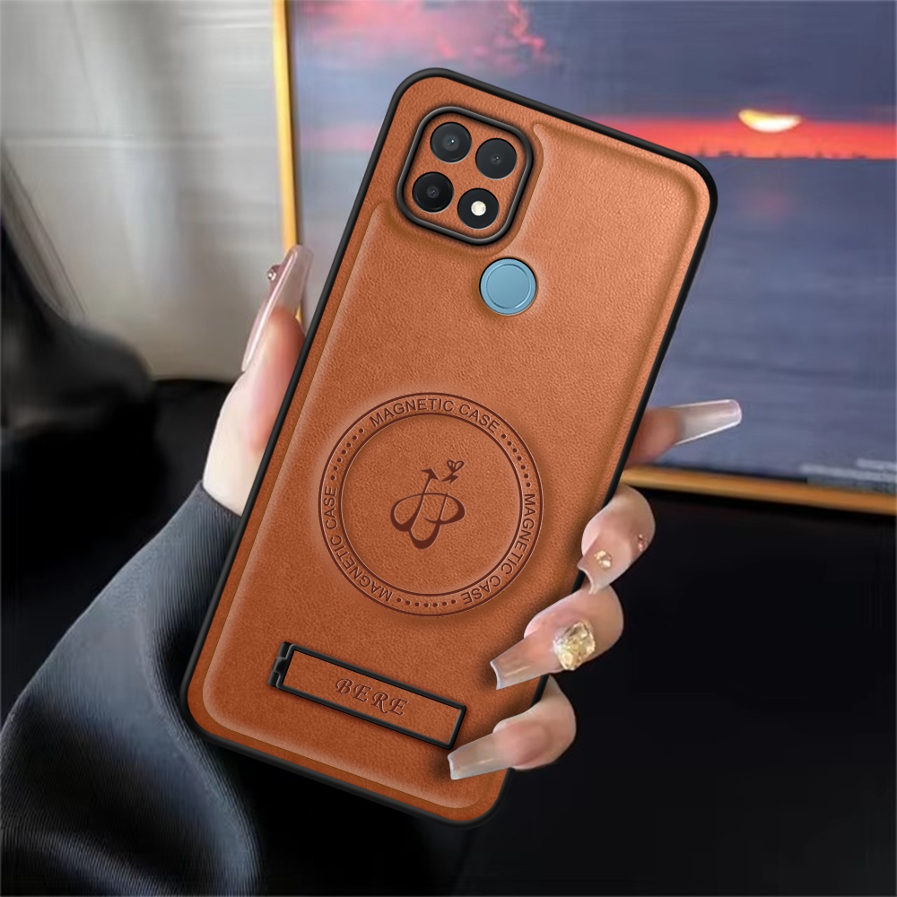 Casing Oppo A15, A15S Case Leather Magnetic Standing Premium