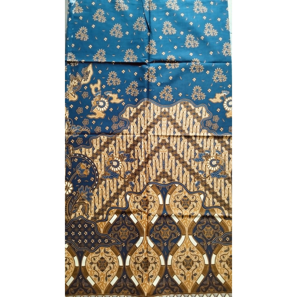 biru parang putih sogan bunga Kain Batik Premium Print delima