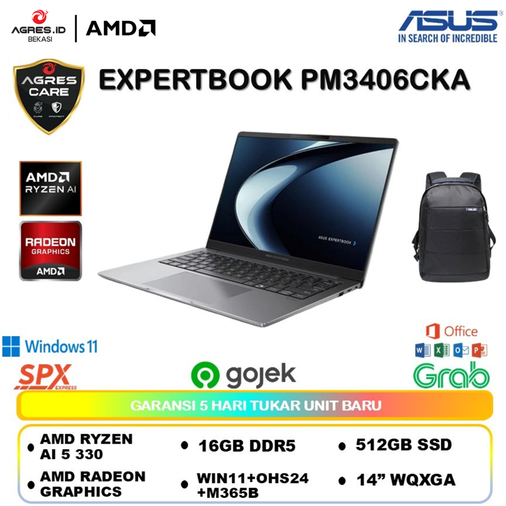 ASUS EXPERTBOOK PM3406CKA AMD RYZEN AI 5 330 (16/512GB) 14INCH WQXGA