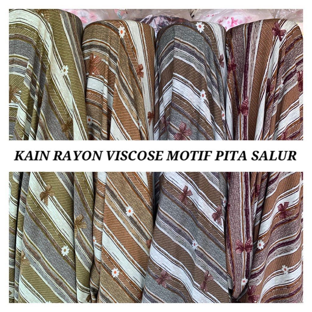 bahan kain katun rayon viscose motif pita bunga salur/rayon motif terbaru