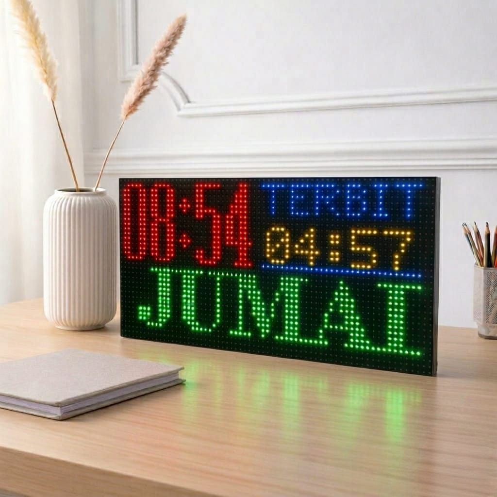 Jam waktu sholat masjid digital jws 1 panel p5 berwarna