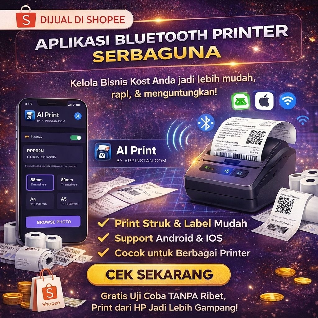 Aplikasi Bluetooth Printer | Struk Thermal 58mm 80mm Android | Print dari HP Mudah