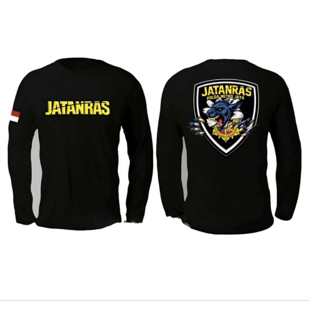 Kaos Lengan Panjang pria-JATANRAS ANIME SRIGALA/T-shirt Hitam Unisex