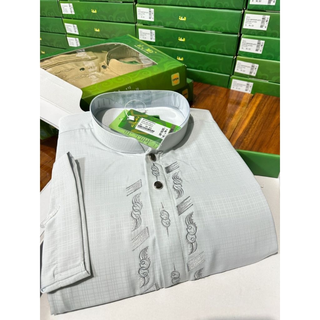 baju Koko almia mt lengan panjang polos 100% almia original