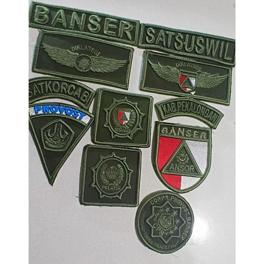 BORDIR PROVOST BANSER SET LENGKAP HIJAU ARMY TIMBUL 3D KOMPUTER
