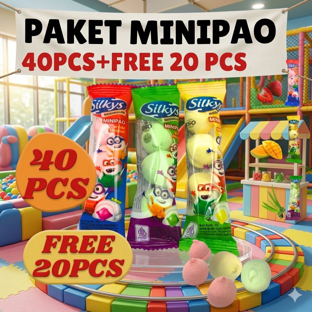 PAKET MARSHMELLOW MINIPAO 40PCS FREE 20PCS Aneka Rasa Strawberry Mangga Pandan