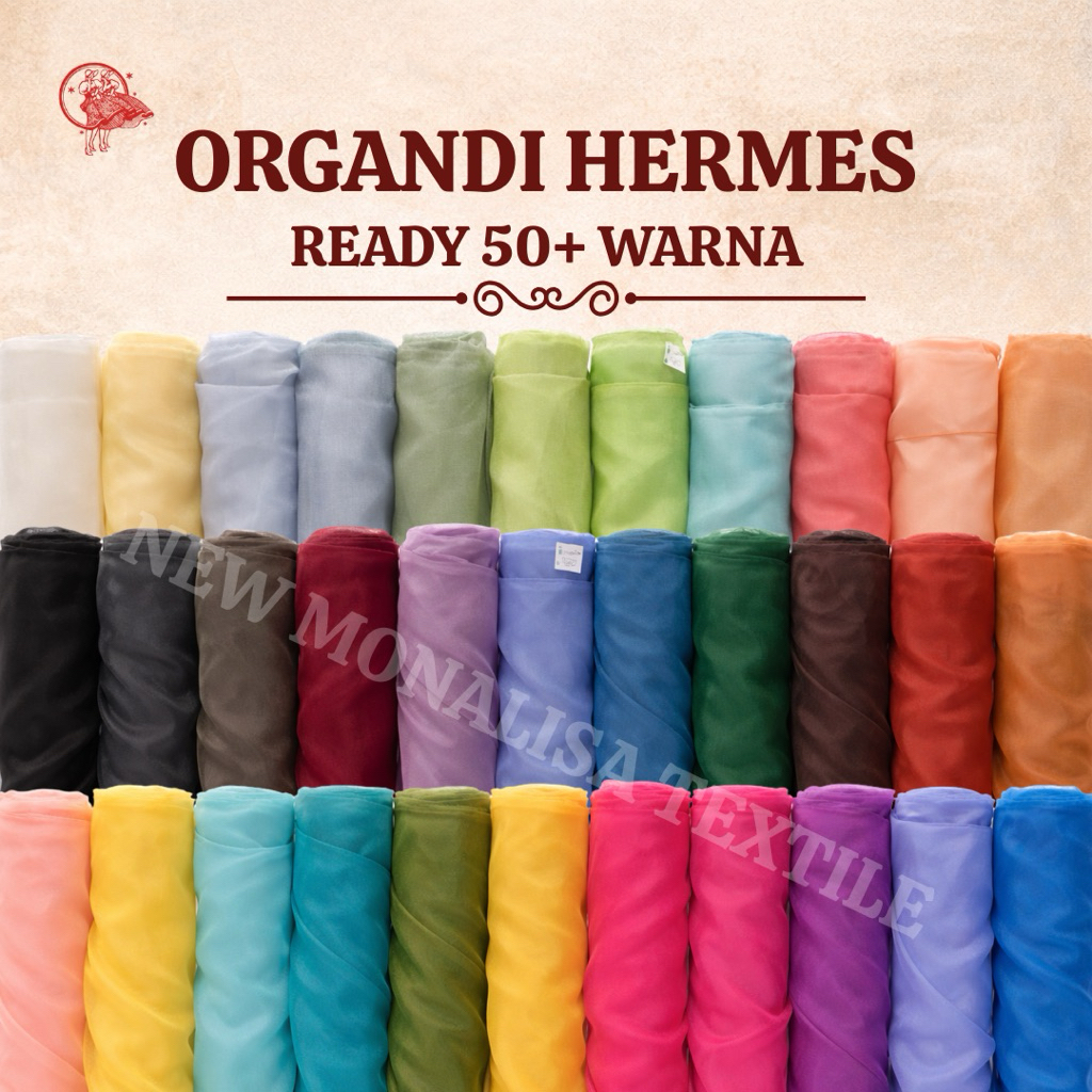 Kain Organdi Hermess Organza Tebal Kain Kaca Premium Quality Meteran Lebar 150 cm - Bahan Kebaya, Dr