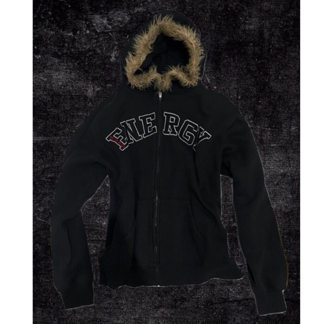vintage japanese strange heaven fur zip up jacket