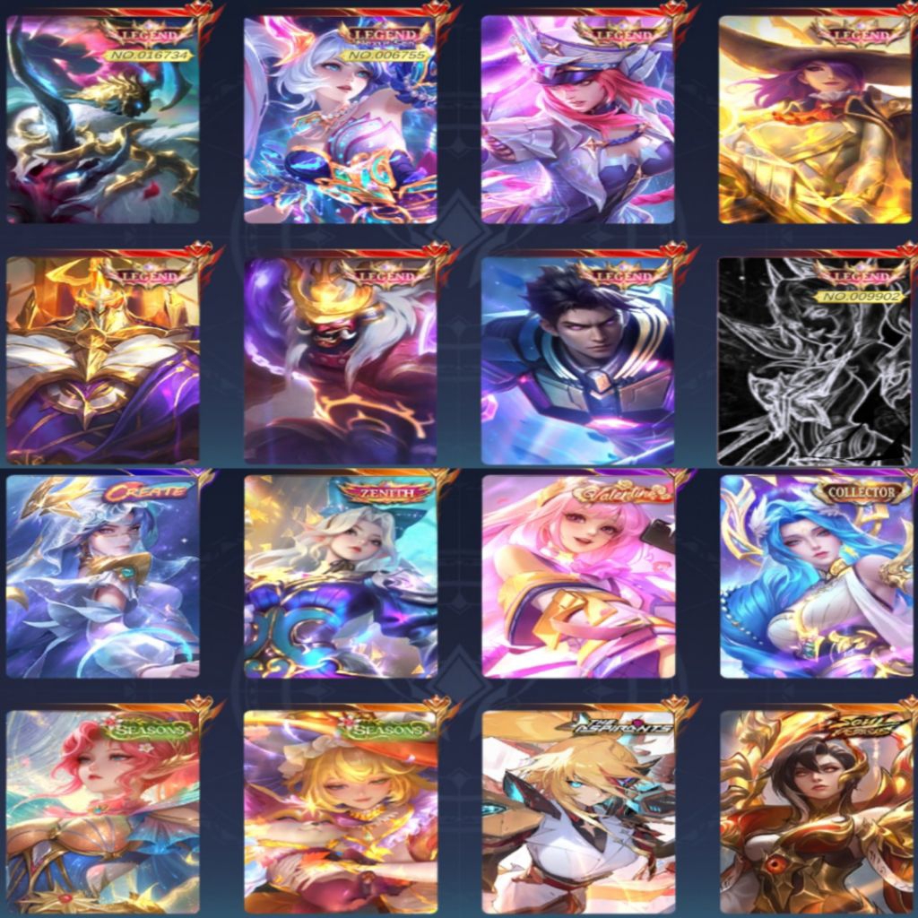 akun mobile legends hero skin banyak