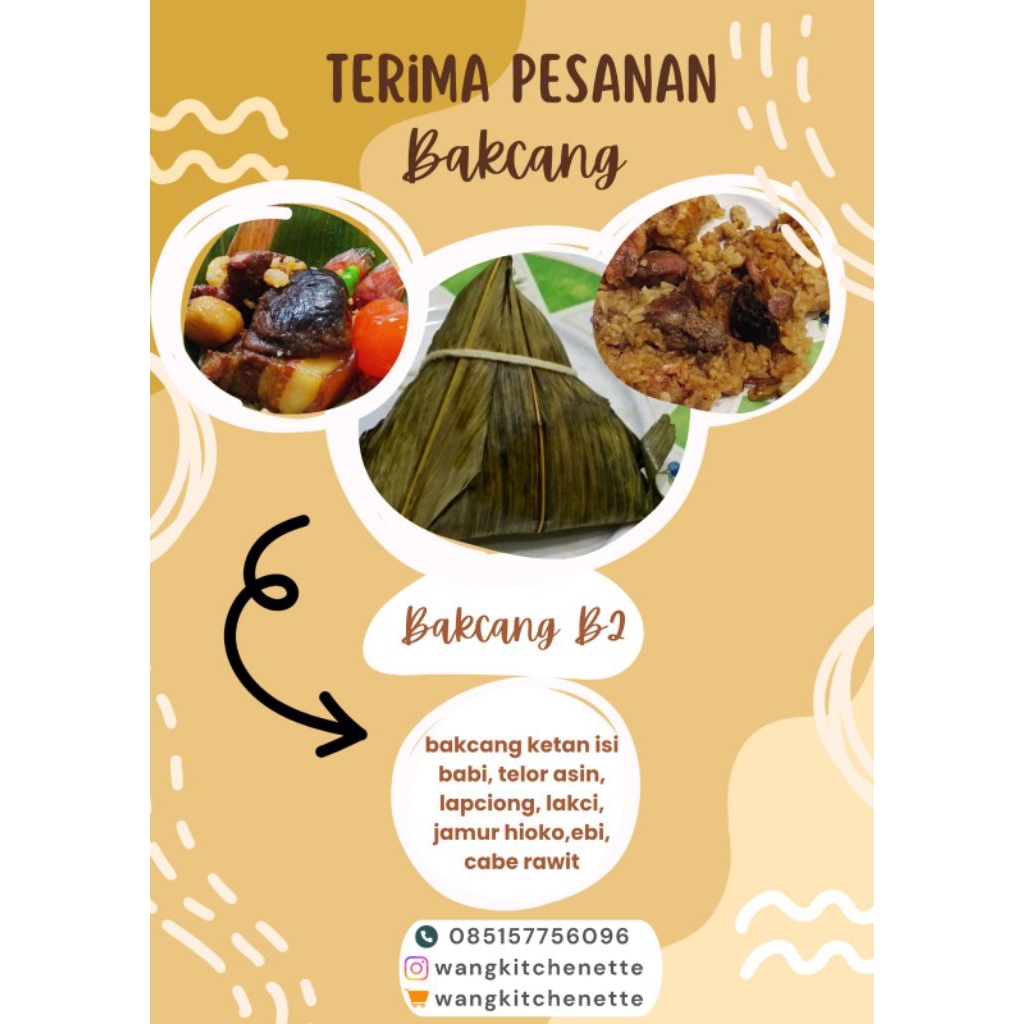 Bakcang komplit Babi(telor asin,daging,jamur,lakci,lapciong,ebi,cabe rawit)