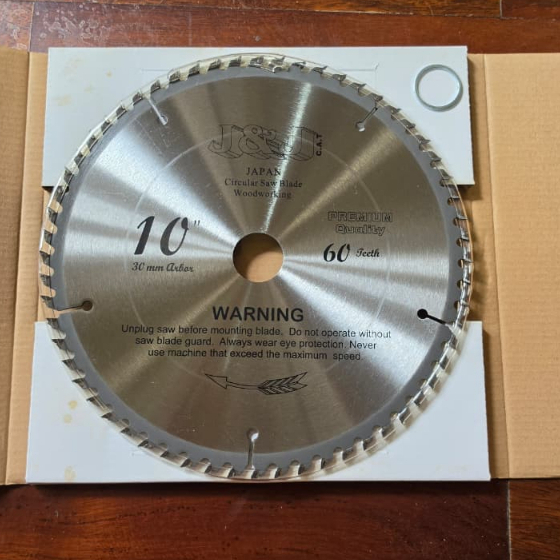 J&J 10” x 60 T / Premium Circular TCT Saw Blade Woodwork / Mata Potong Gerinda Tangan untuk Kayu 10 