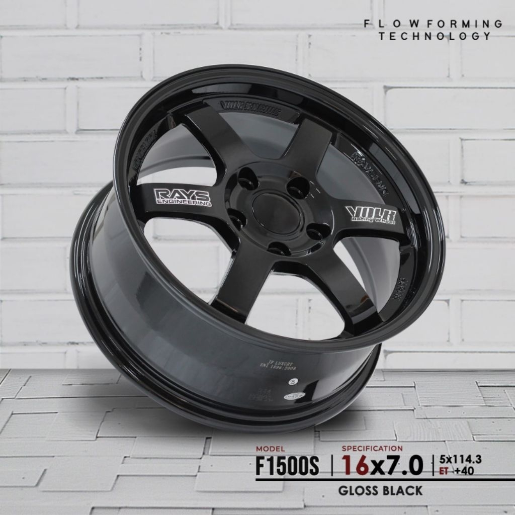 VELG TE37 RING 16 LEBAR 7 ET40 PCD 5X114 GLOSY BLACK
