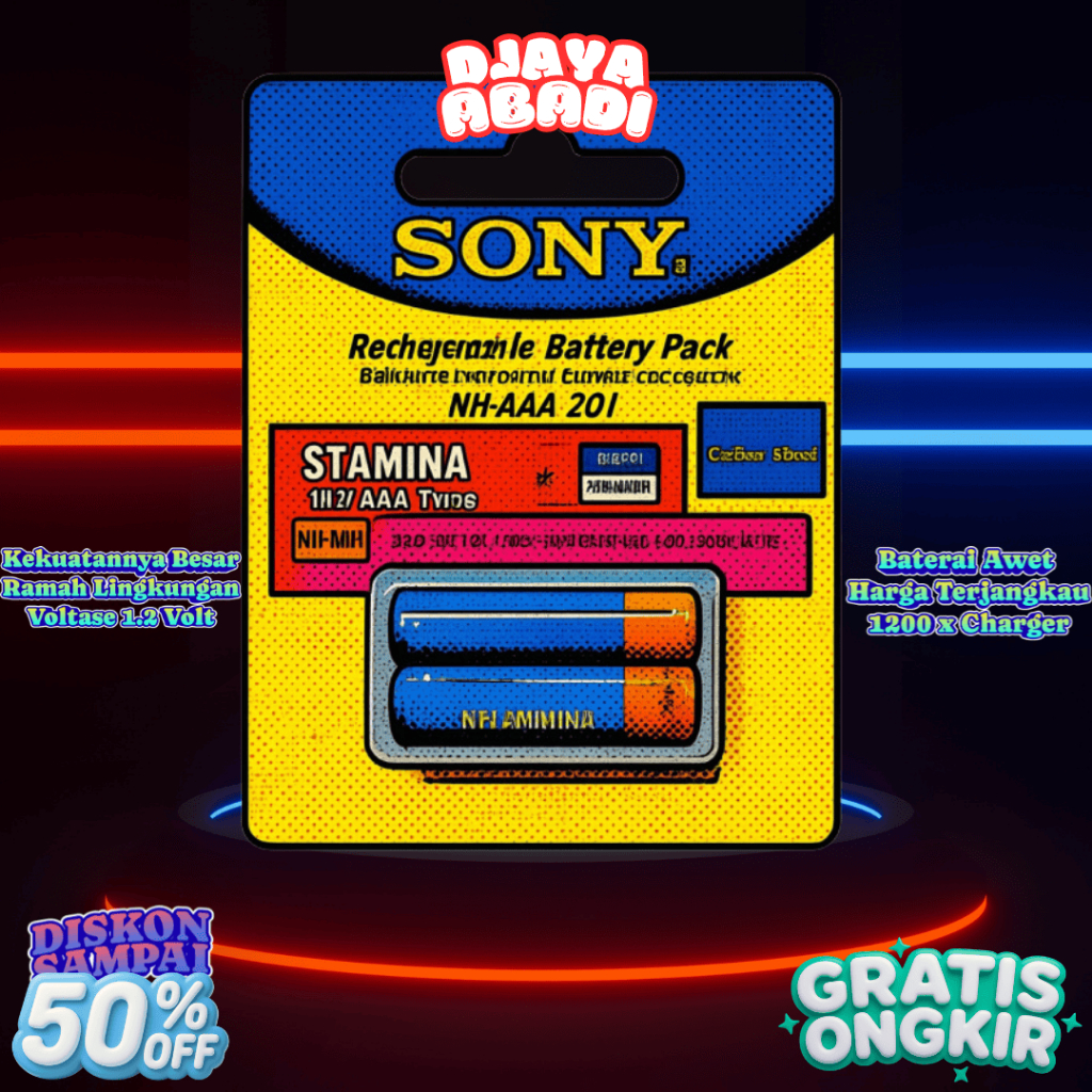 Baterai Charger Cas Sony Stamina AA 3000mah AA 1.2V Cyber Shoot Free Case Batre