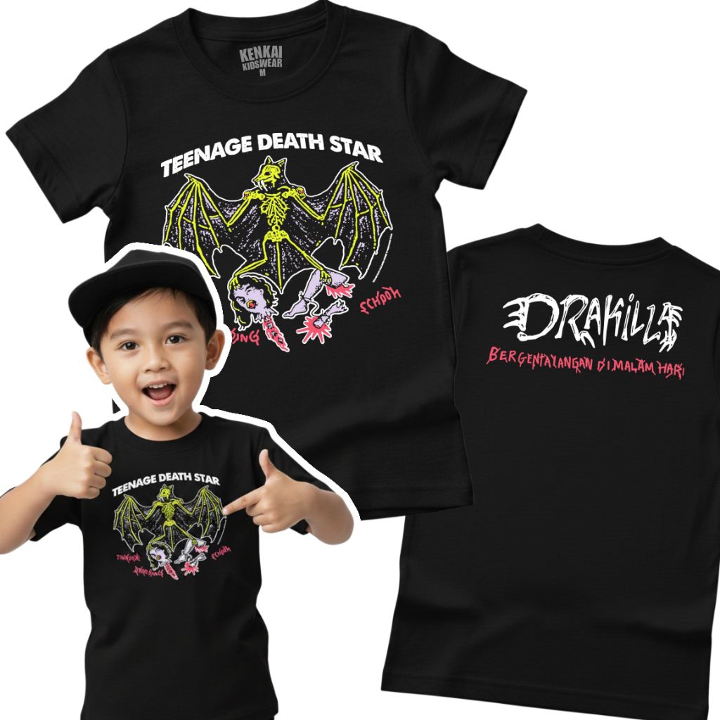 Kaos Anak Band teenage death star drakila usia 1 sampai 12 tahun