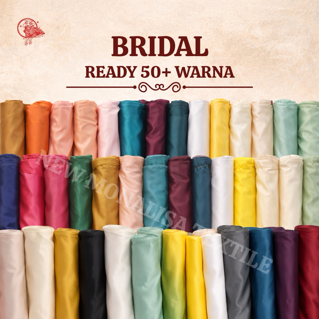 Kain Satin Bridal Duchess Heavy Premium Meteran Lebar 150 cm - Bahan Gaun Pengantin, Kebaya, Dress, 