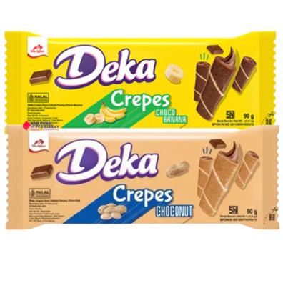 Deka Crepes 90gr Choconut Choco Banana Wafer Roll Coklat Cemilan
