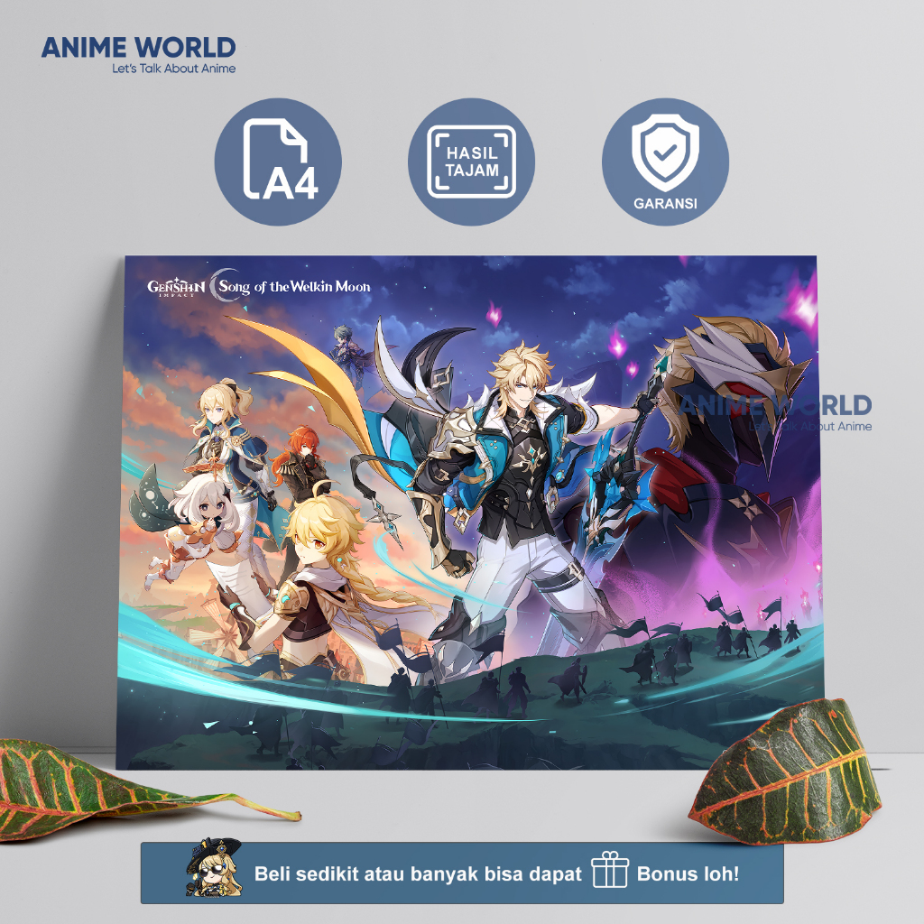 (Min. Belanja 20K) Poster Genshin Impact Varka Diluc Jean Aether Terbaru Full Color