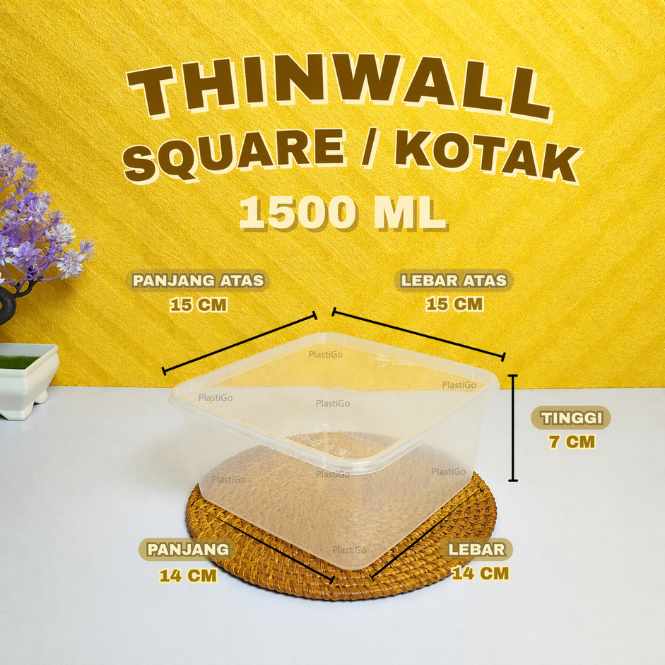 [Isi 25] Thinwall Square - Thinwall Kotak Besar / Thinwall Persegi 1500ml